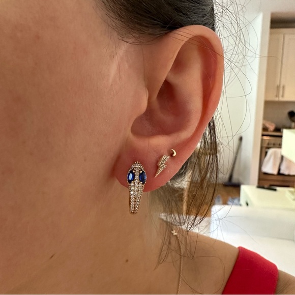 Gabi Rielle 22k gold vermeil and CZ snake huggie earrings - Picture 3 of 6